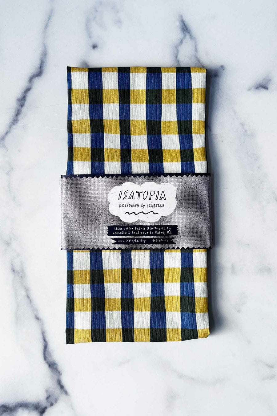 Isatopia Picnic Tea Towel - Mustard & Navy